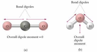 dipole moment molecule examples molecules polarity polar overall water if bonding asymmetrical bond radiation distribution co2 greenhouse atoms does chemistry